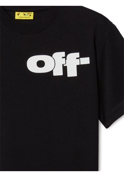 T-shirt nera con stampa panna Off-White kids OFF WHITE KIDS | T-SHIRT E POLO | OBAA002F24JER0081001